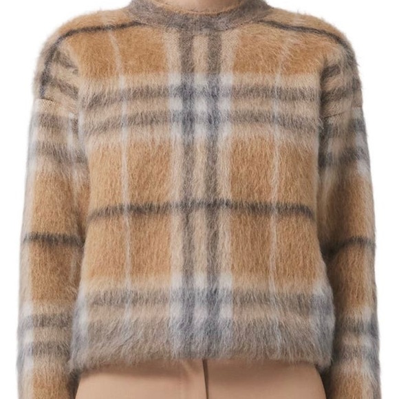 🔥Burberry Naima Check Jacquard Mohair & Silk Blend Sweater – Limited Edition - Picture 6 of 16